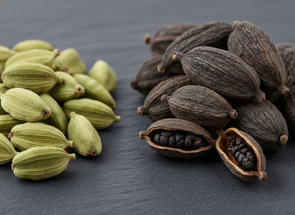 Vietnamese black cardamom compared with green cardamom