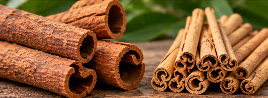 Vietnamese cassia cinnamon compared with Ceylon cinnamon