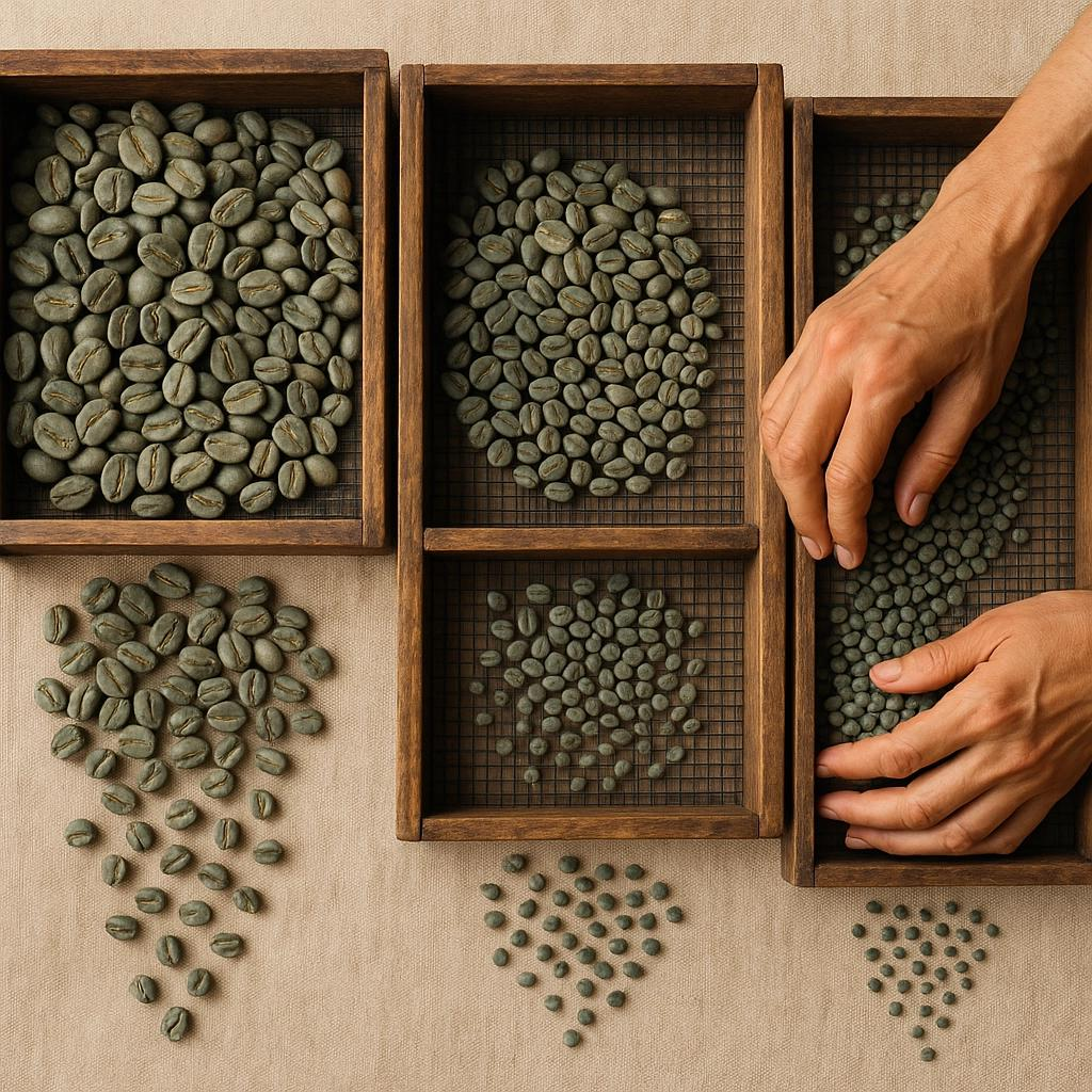 Vietnam green coffee beans screen size grading and sorting
