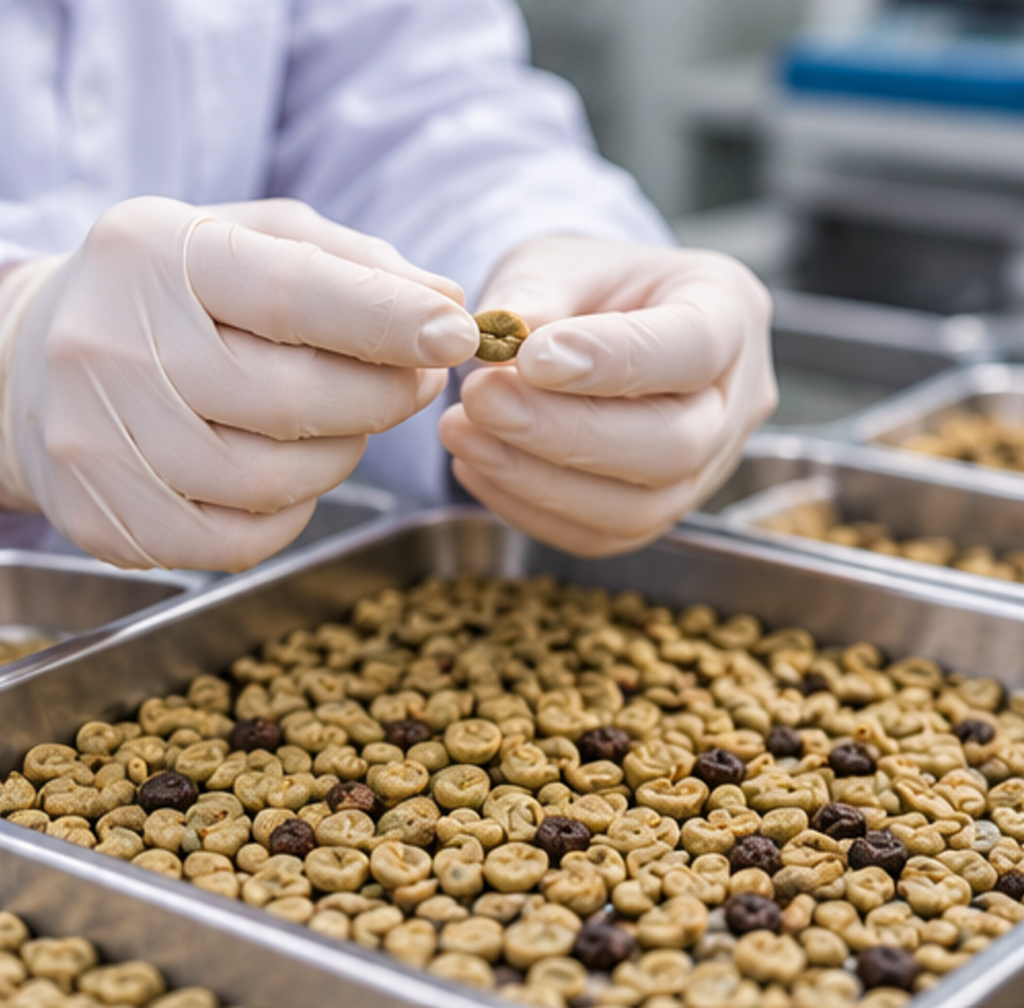 Vietnamese green coffee beans quality inspection and defect grading