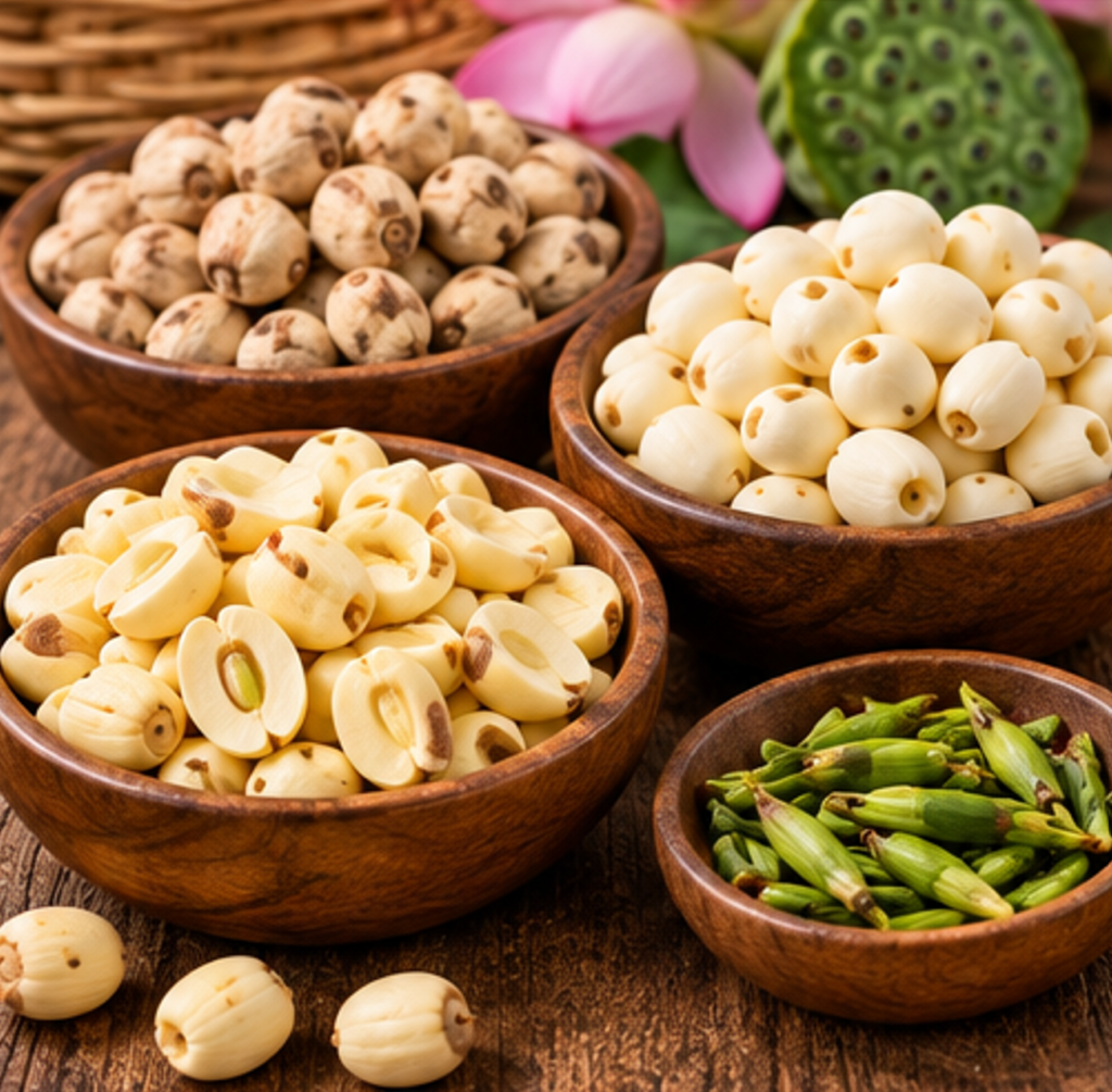 Vietnamese lotus seeds whole peeled and split grades