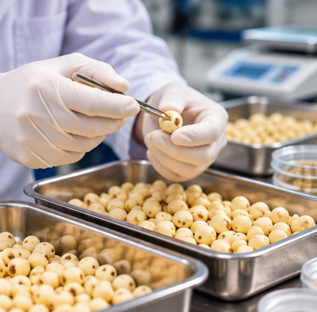 Vietnamese lotus seeds quality inspection and moisture control